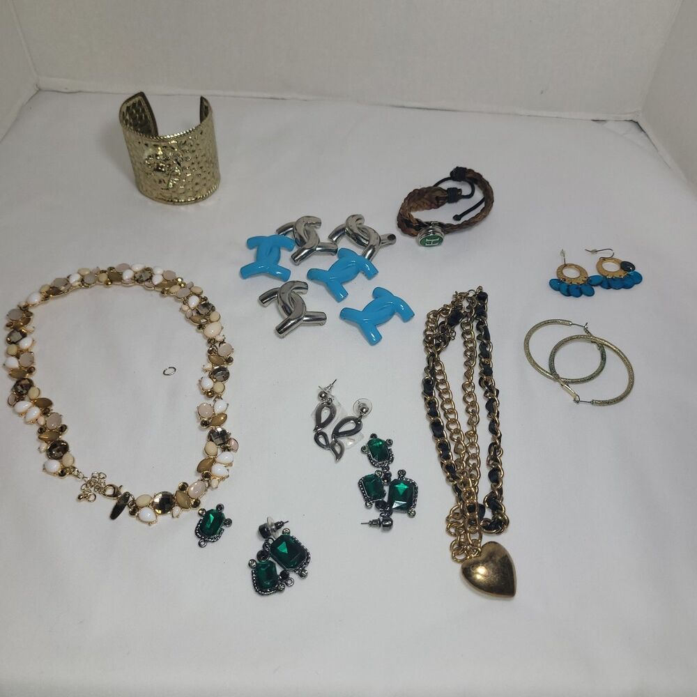 Costume Jewelry Lot Necklaces Earrings Bracelets Rhinestone Statement Repair